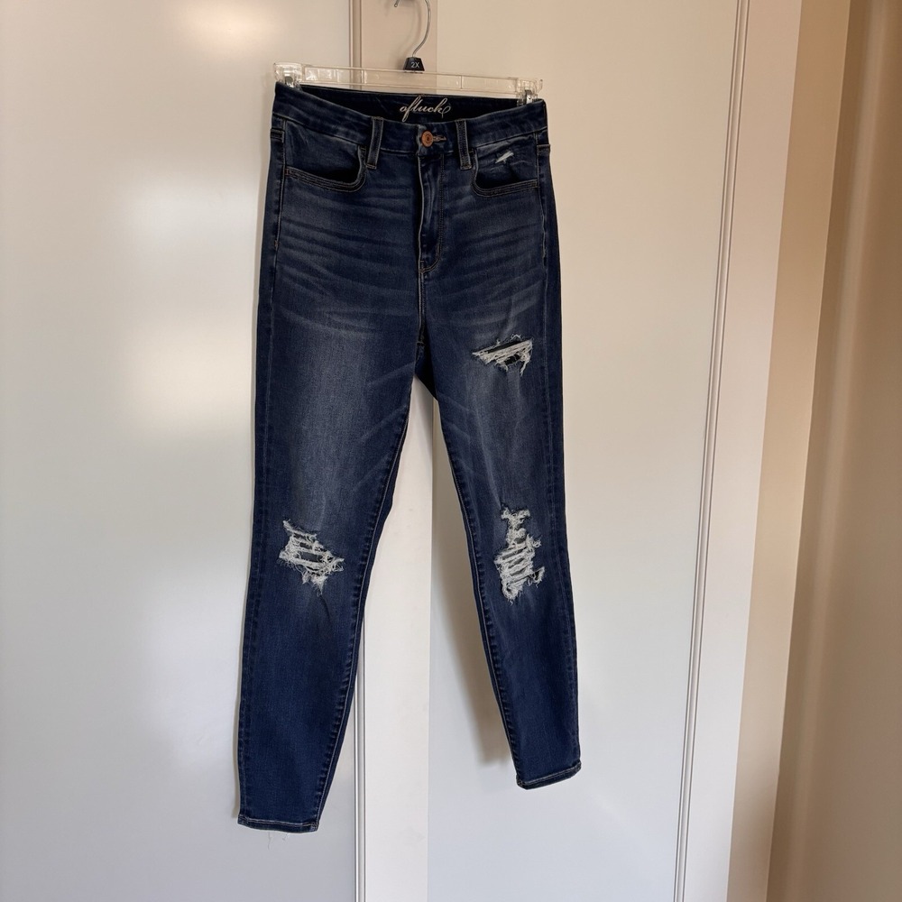Afluck Women's Distressed Denim Stretch Blue Jeans Women's Size 6 Cotton Blend - Picture 2 of 6